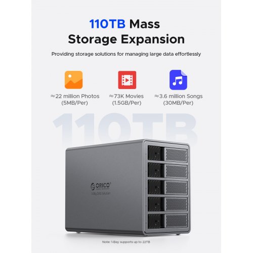 Внешний бокс для HDD ORICO 9858RU3 5-Bay 3.5" HDD RAID Enclosure USB (ORICO-9858RU3-EU-GY-BP) Grey купить в Украине | Telemart фото