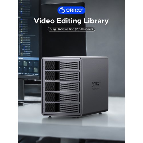 Внешний бокс для HDD ORICO 9858T3 5-Bay 3.5" HDD RAID Enclosure Thunderbolt 3 (ORICO-9858T3-EU-GY-BP) Grey купить в Украине | Telemart фото