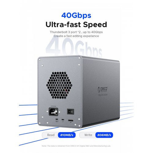 Внешний бокс для HDD ORICO 9858T3 5-Bay 3.5" HDD RAID Enclosure Thunderbolt 3 (ORICO-9858T3-EU-GY-BP) Grey купить в Украине | Telemart фото