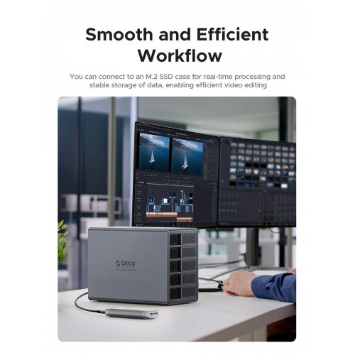 Внешний бокс для HDD ORICO 9858T3 5-Bay 3.5" HDD RAID Enclosure Thunderbolt 3 (ORICO-9858T3-EU-GY-BP) Grey купить в Украине | Telemart фото