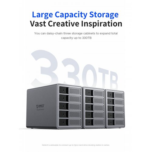 Внешний бокс для HDD ORICO 9858T3 5-Bay 3.5" HDD RAID Enclosure Thunderbolt 3 (ORICO-9858T3-EU-GY-BP) Grey купить в Украине | Telemart фото
