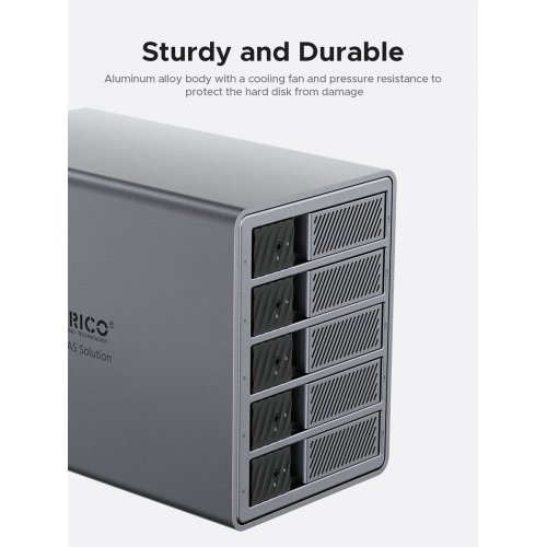 Внешний бокс для HDD ORICO 9858T3 5-Bay 3.5" HDD RAID Enclosure Thunderbolt 3 (ORICO-9858T3-EU-GY-BP) Grey купить в Украине | Telemart фото
