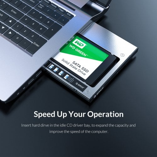 Адаптер для накопителей ORICO M95SS Optical Bay Caddy Adapter for 1x 2.5" SATA HDD/SSD 9.5mm (ORICO-M95SS-SV-BP) Silver купить в Украине | Telemart фото