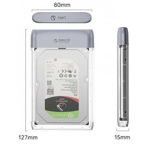 Внешний карман ORICO TX25C3 2.5" HDD Enclosure USB Type-C (ORICO-TX25C3-GY-EP) Grey купить в Украине | Telemart фото