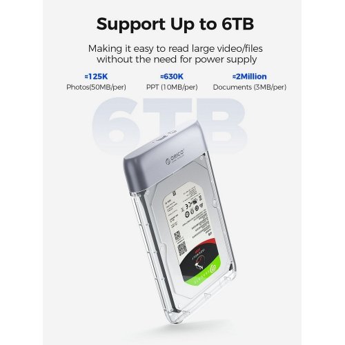 Внешний карман ORICO TX25C3 2.5" HDD Enclosure USB Type-C (ORICO-TX25C3-GY-EP) Grey купить в Украине | Telemart фото