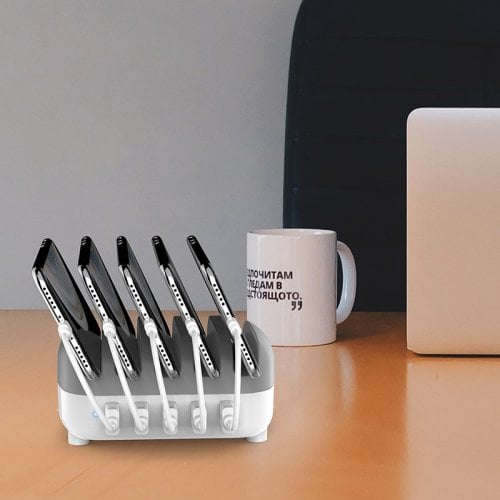 Мережевий зарядний пристрій ORICO DUK-5P Smart Charging Station 5 x USB 40W (ORICO-DUK-5P-UN-WH-BP) White купити в Україні | Telemart фото