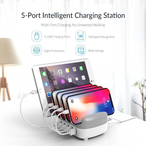 Мережевий зарядний пристрій ORICO DUK-5P Smart Charging Station 5 x USB 40W (ORICO-DUK-5P-UN-WH-BP) White купити в Україні | Telemart фото