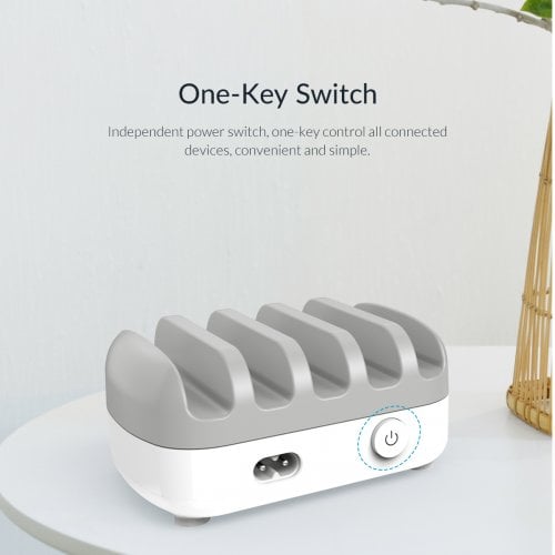 Мережевий зарядний пристрій ORICO DUK-5P Smart Charging Station 5 x USB 40W (ORICO-DUK-5P-UN-WH-BP) White купити в Україні | Telemart фото