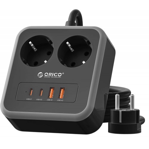 Сетевой фильтр ORICO APD-2A2U2C 1.5m 2 розетки + 2 x USB + 2 x USB Type-C (ORICO-APD-2A2U2C-EU-20-BK-EP-1.5M) Black купить в Украине | Telemart фото