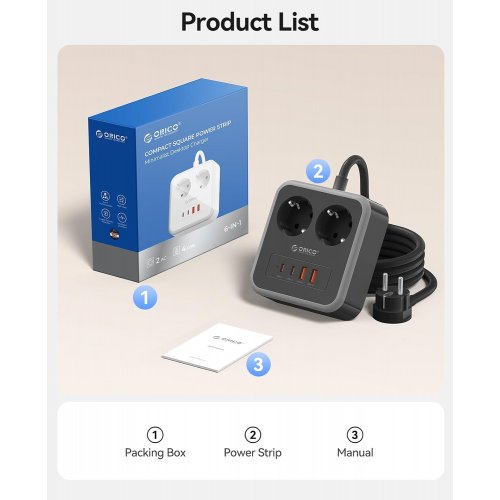 Сетевой фильтр ORICO APD-2A2U2C 1.5m 2 розетки + 2 x USB + 2 x USB Type-C (ORICO-APD-2A2U2C-EU-20-BK-EP-1.5M) Black купить в Украине | Telemart фото