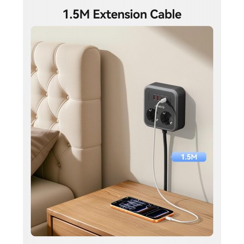 Сетевой фильтр ORICO APD-2A2U2C 1.5m 2 розетки + 2 x USB + 2 x USB Type-C (ORICO-APD-2A2U2C-EU-20-BK-EP-1.5M) Black купить в Украине | Telemart фото