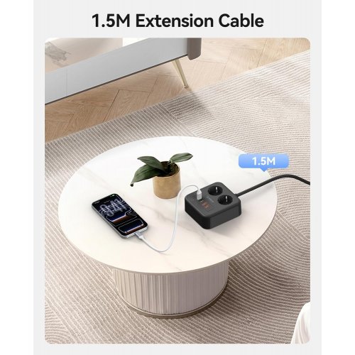 Сетевой фильтр ORICO APD-2A2U2C 1.5m 2 розетки + 2 x USB + 2 x USB Type-C (ORICO-APD-2A2U2C-EU-20-BK-EP-1.5M) Black купить в Украине | Telemart фото