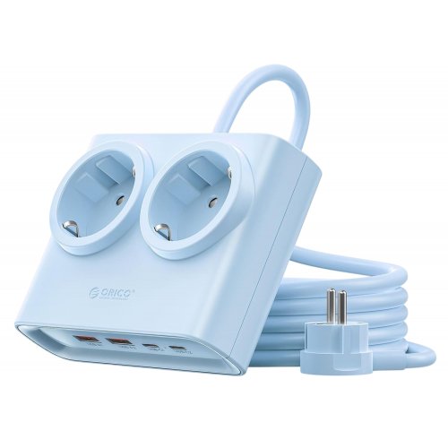 Сетевой фильтр ORICO PDC25-2A2U2C 1.6m 2 розетки + 2 x USB + 2 x USB Type-C (ORICO-PDC25-2A2U2C-EU-BL-EP) Blue купить в Украине | Telemart фото