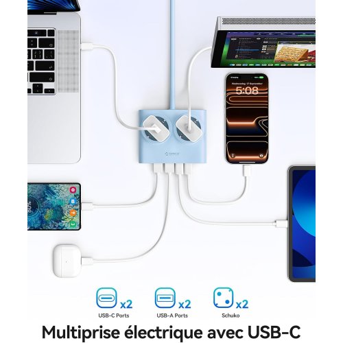 Сетевой фильтр ORICO PDC25-2A2U2C 1.6m 2 розетки + 2 x USB + 2 x USB Type-C (ORICO-PDC25-2A2U2C-EU-BL-EP) Blue купить в Украине | Telemart фото