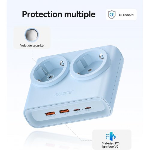 Сетевой фильтр ORICO PDC25-2A2U2C 1.6m 2 розетки + 2 x USB + 2 x USB Type-C (ORICO-PDC25-2A2U2C-EU-BL-EP) Blue купить в Украине | Telemart фото