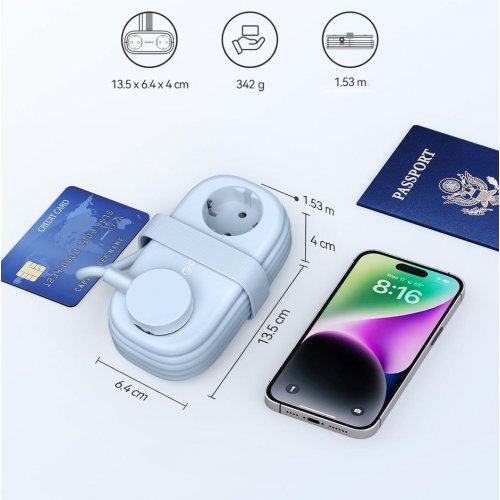 Сетевой фильтр ORICO AP3-2A2U2C 1.6m 2 розетки + 2 x USB + 2 x USB Type-C (ORICO-AP3-2A2U2C-65-EU-BL-EP) Blue купить в Украине | Telemart фото
