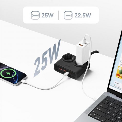 Сетевой фильтр ORICO PDC25-2A2U2C 1.6m 2 розетки + 2 x USB + 2 x USB Type-C (ORICO-PDC25-2A2U2C-EU-BK-EP) Black купить в Украине | Telemart фото
