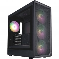 Корпус 1stPlayer AU8-BK-4FE7-14 Tempered Glass без БЖ Black