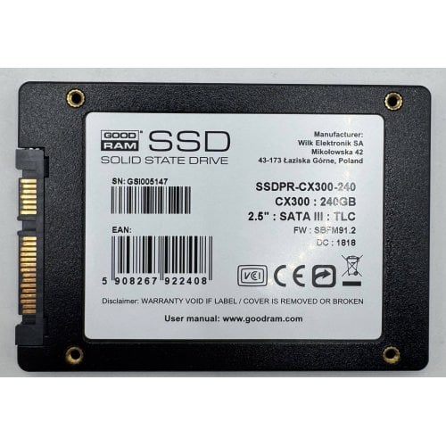Ssd-диск GoodRAM CX300 240GB 2.5'' (SSDPR-CX300-240) (Восстановлено продавцом, 913374) купить в Украине | Telemart фото