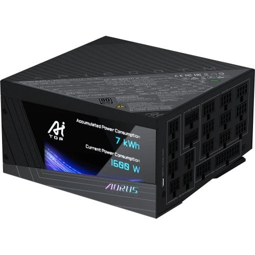 Блок питания Gigabyte AORUS P1600W PCIe 5.1 AI TOP 1600W (GP-AP1600TM PG5 AI TOP) Black купить в Украине | Telemart фото