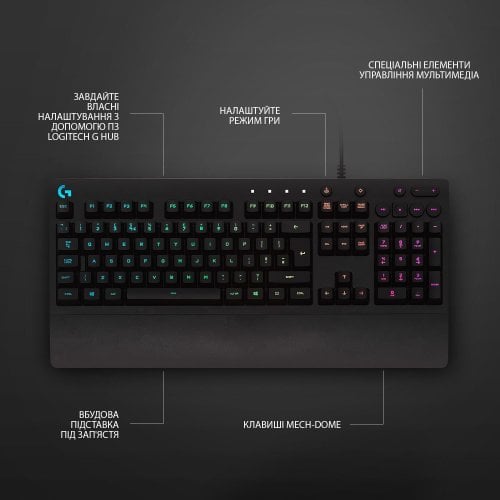 Уцінка клавіатура Logitech G213 Prodigy Gaming Keyboard USB UKR (920-010740) Black (Розкрита упаковка, 913636) купити в Україні | Telemart фото