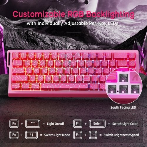 Уцінка клавіатура Attack Shark X68 RGB HE Magnetic Linear Switches (AS-6972792471051-P) Pink Contours (Пошкоджено пакування, 913712) купити в Україні | Telemart фото