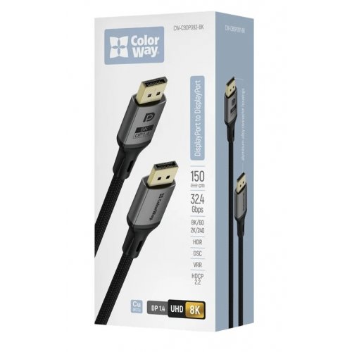 Уцінка кабель ColorWay DisplayPort to DisplayPort V1.4 8K 1.5m (CW-CBDP093-BK) Black (Пошкоджено пакування, 913864) купити в Україні | Telemart фото