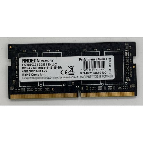 Озу AMD Radeon SODIMM DDR4 4GB 2133Mhz R7 Performance (R744G2133S1S-UO) (Восстановлено продавцом, 913997) купить в Украине | Telemart фото