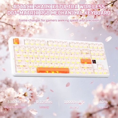 Уценка клавиатура Attack Shark X87 Ultra RGB Meg Shark Switches Wireless (AS-6979033730236-IO) Iced Orange (Вскрытая упаковка, 914172) купить в Украине | Telemart фото