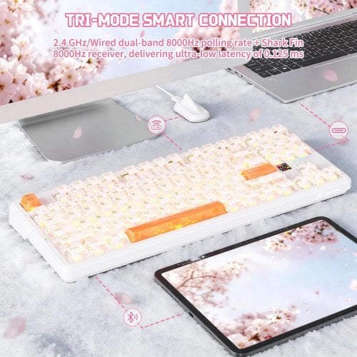 Уценка клавиатура Attack Shark X87 Ultra RGB Meg Shark Switches Wireless (AS-6979033730236-IO) Iced Orange (Вскрытая упаковка, 914172) купить в Украине | Telemart фото