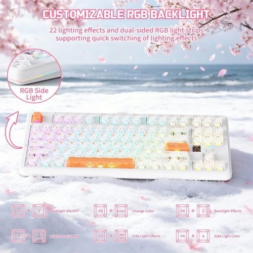 Уценка клавиатура Attack Shark X87 Ultra RGB Meg Shark Switches Wireless (AS-6979033730236-IO) Iced Orange (Вскрытая упаковка, 914172) купить в Украине | Telemart фото