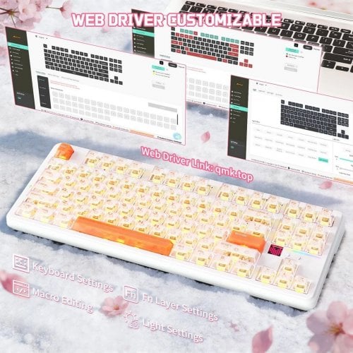 Уценка клавиатура Attack Shark X87 Ultra RGB Meg Shark Switches Wireless (AS-6979033730236-IO) Iced Orange (Вскрытая упаковка, 914172) купить в Украине | Telemart фото