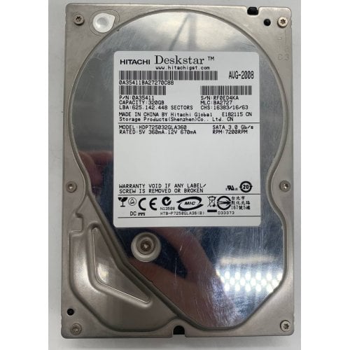 Жорсткий диск Hitachi 320GB 16MB 7200RPM 3.5" (HDP725032GLA360) (Відновлено продавцем, 914235) купити в Україні | Telemart фото