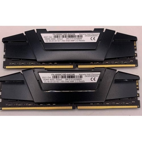 Озп G.Skill DDR4 64GB (2x32GB) 4000Mhz Ripjaws V (F4-4000C18D-64GVK) (Відновлено продавцем, 914418) купити в Україні | Telemart фото
