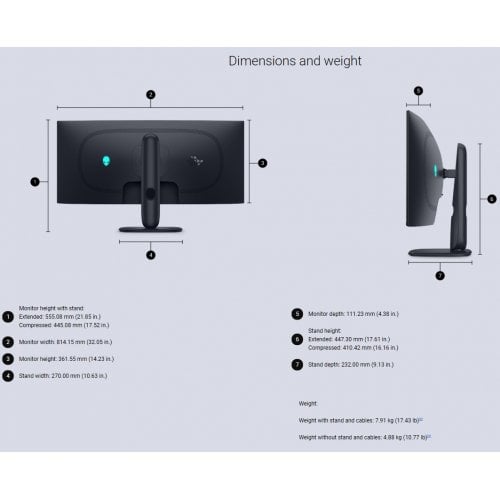 Монітор Dell 34" Alienware AW3426DW (210-BWFN) Black купити в Україні | Telemart фото