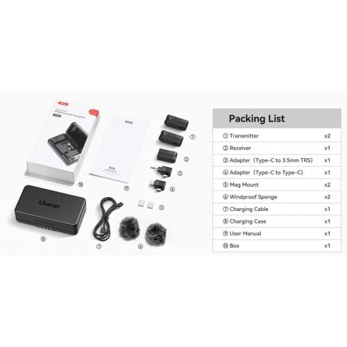 Уценка микрофон Ulanzi A100 Wireless Lavalier Microphone USB Type-C (A100 A014A) Black (Вскрытая упаковка, 914828) купить в Украине | Telemart фото