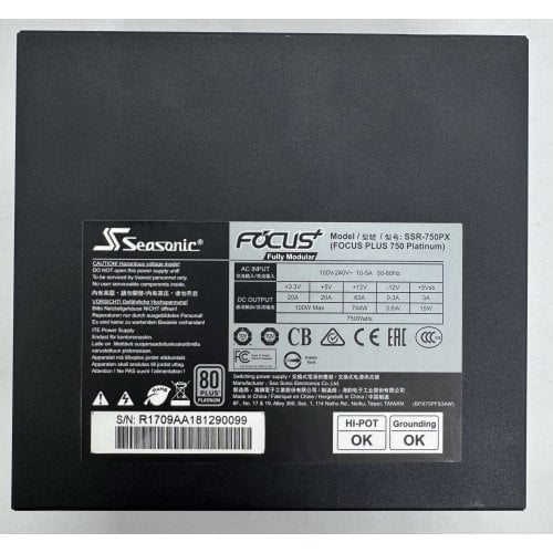 Блок питания Seasonic Focus PX-750W Platinum (SSR-750PX) (Восстановлено продавцом, 914834) купить в Украине | Telemart фото