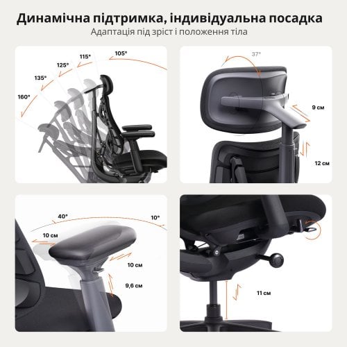 Ергономічне крісло LiberNovo Omni SE (CP-GW-1000075-00-03) Obsidian купити в Україні | Telemart фото