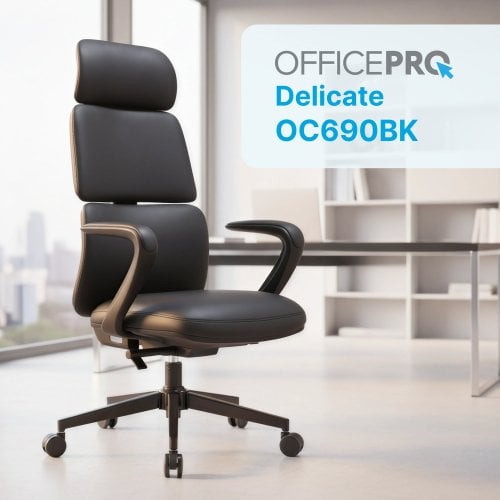 Крісло офісне OfficePro Delicate OC690 PVC Black купити в Україні | Telemart фото