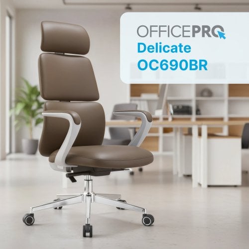 Крісло офісне OfficePro Delicate OC690 PVC Brown купити в Україні | Telemart фото