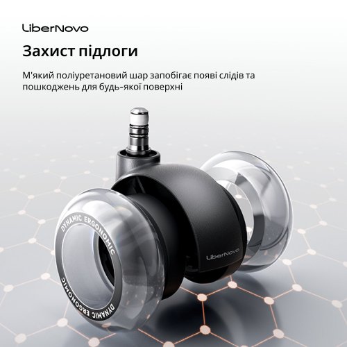 Комплект двойных резиновых колес для кресел LiberNovo Set Of Dual Rubber Casters For Chairs (CP-GN-0000080-00-05) Graphite купить в Украине | Telemart фото