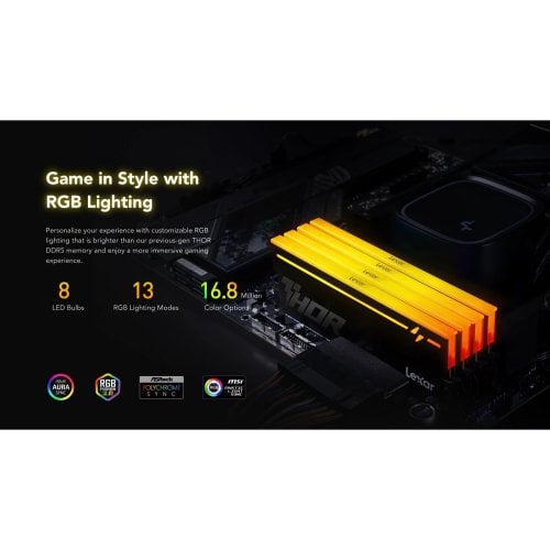 ОЗУ Lexar DDR5 16GB 6000Mhz Thor RGB 2nd Gen Black (LD5U16G60C36BV-RGS) купить в Украине | Telemart фото