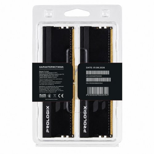 ОЗП Prologix DDR4 32GB (2x16GB) 3600Mhz Onyx Black (PRO32GB3600YB4K) купити в Україні | Telemart фото
