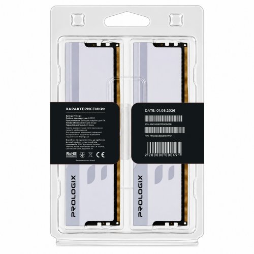 ОЗП Prologix DDR5 32GB (2x16GB) 5600Mhz Onyx White (PRO32GB5600YW5K) купити в Україні | Telemart фото