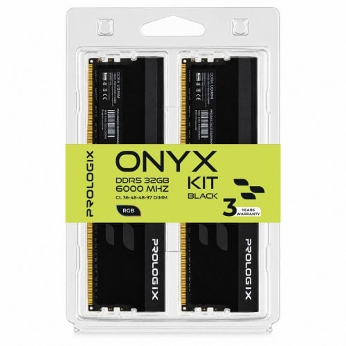 ОЗП Prologix DDR5 32GB (2x16GB) 6000Mhz Onyx RGB Black (PRO32GB6000YBR5K) купити в Україні | Telemart фото