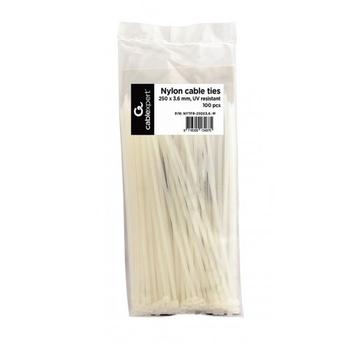 Стяжка нейлоновая Cablexpert 3.6*250mm 100pcs (NYTFR-250x3.6-W) White купить в Украине | Telemart фото
