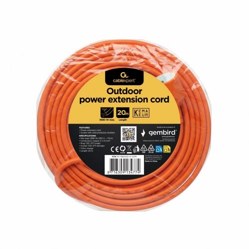 Мережевий подовжувач Cablexpert 20 м 1 розетка (PC-186XOD-O-20M) Orange купити в Україні | Telemart фото