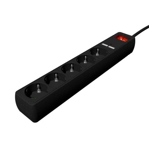 Сетевой удлинитель EnerGenie 1.5 м 5 розеток + 2 x USB (SPG5-U2-5-02) Black купить в Украине | Telemart фото