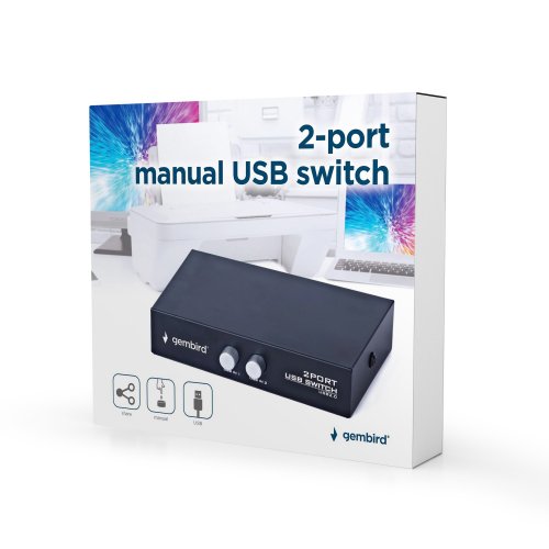Перемикач USB Gembird USB 2.0 2 to 1 (DSU-21) Black купити в Україні | Telemart фото