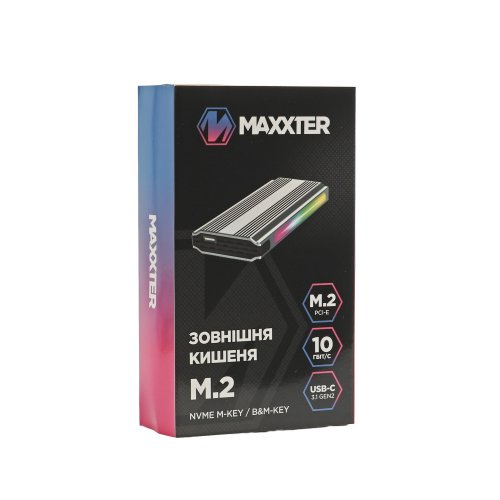 Зовнішня кишеня Maxxter M.2 SSD NVME Enclosure RGB USB 3.1 (EHDE-2280SRGB-01) Grey купити в Україні | Telemart фото